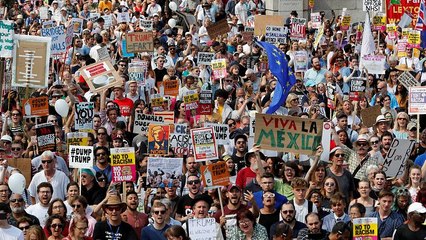 شاهد: مظاهرة حاشدة في لندن ضدّ زيارة ترامب إلى بريطانيا