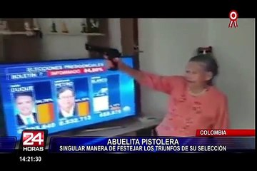 Colombia: conozca a la abuela “pistolera” y su peculiar manera de celebrar