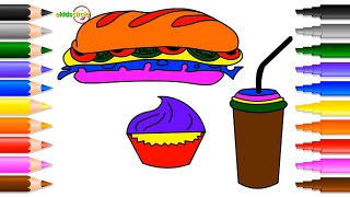 Burger Coloring Pages for Kids To Learn Colors | Colouring Book Videos for Kids Toddler