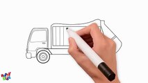 Garbage Truck Coloring Book Pages for Kids and Toddlers. Learn Colors with Cars and Trucks Coloring