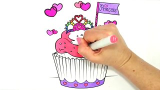 Princess Cupcake Coloring Page | Rainbow Cupcake Coloring Book with Real Sprinkles | Rainbow Art