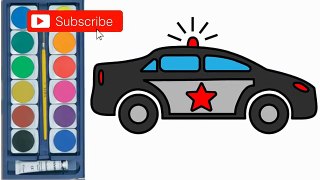 How to Draw Police Car Coloring Page - Drawing Colours for Kids