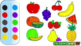 Coloring Pages Fruits & Drawing for children | How to color by COLORING KIDS TV
