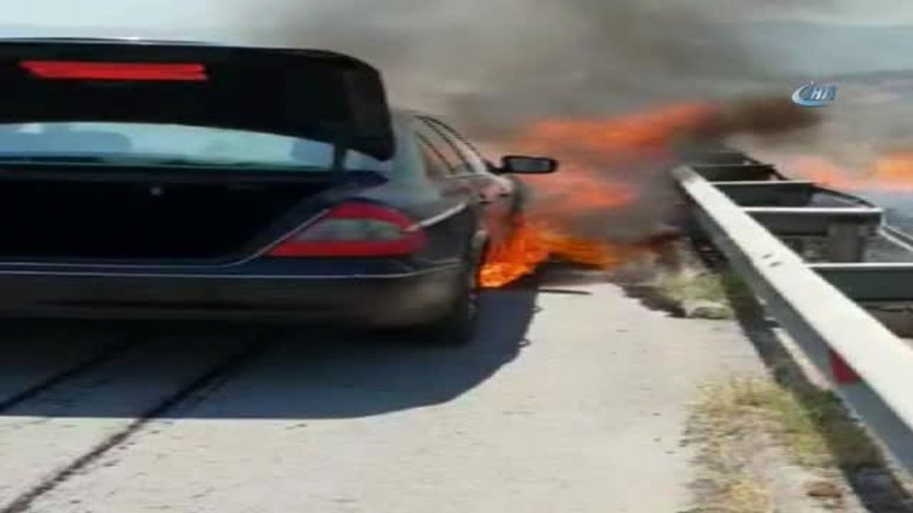 Canını Zor Kurtardı, Aracını ve Makilik Alanın Yanışını Çaresizce İzledi