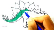 Drawing and Coloring Stegosaurus Dinosaur For Learning Colors and Coloring Pages ✴