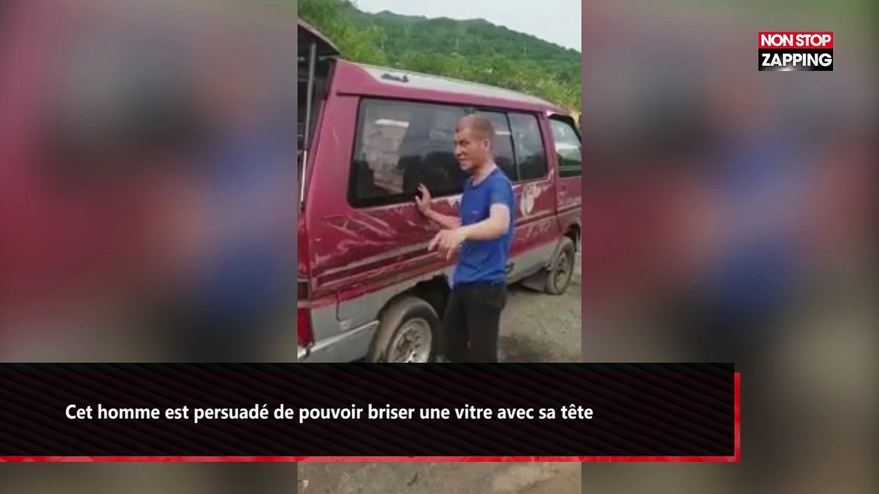 Un homme tente d'exploser la vitre d'une voiture avec son crâne… sans succès (Vidéo)