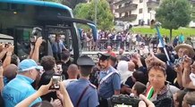 L'arrivo della Lazio all'Hotel Auronzo