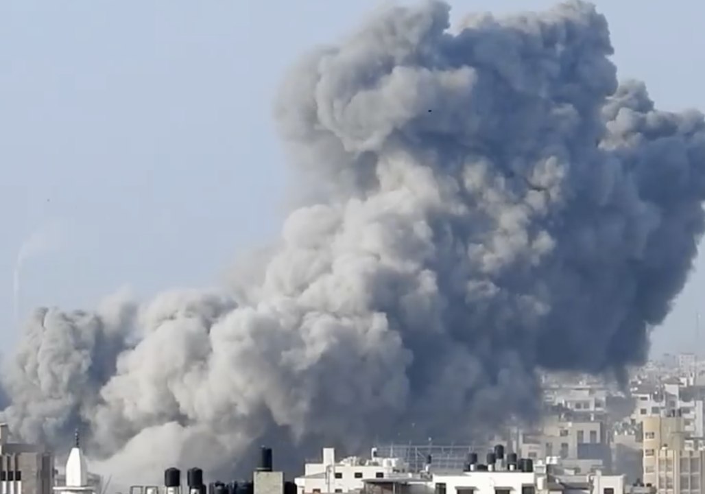 Plumes of Smoke Rise After Israeli Strike in Gaza City