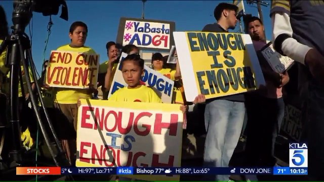 Shoes of Loved Ones Killed in Shootings Line Street as South L.A. Residents Call for End to Gun Violence