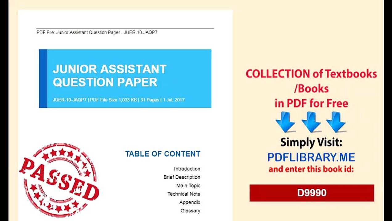 JuniorAssistantQuestionPaper