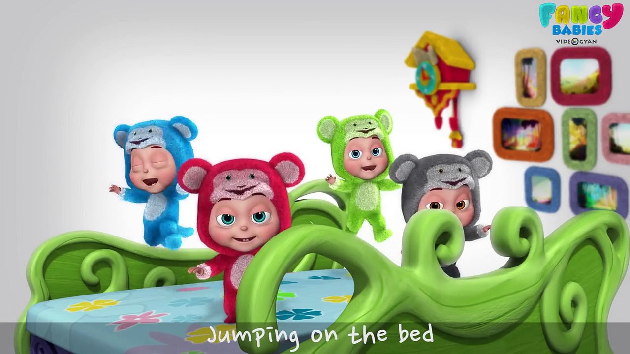 Five Little Monkeys Jumping On The Bed | Fancy Babies Nursery Rhymes | 3D Rhymes For Babies