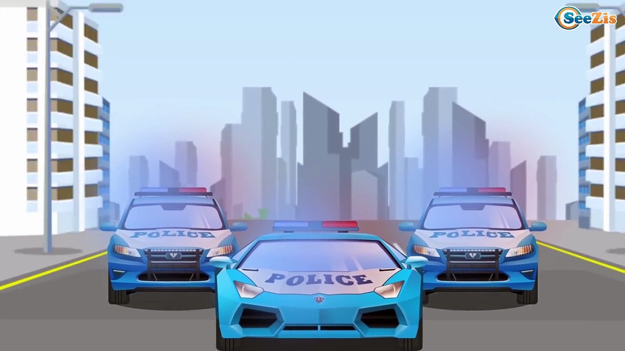 La Voiture de police Bleu pour bébés - Dessin animé français