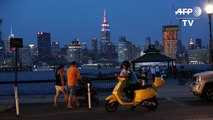 Empire State Building lit with colours of World Cup finalists