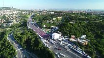 15 Temmuz Şehitler Köprüsü'ndeki İnsan Seli Havadan Görüntülendi