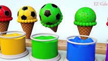 Learn Colors with Ice Cream Soccer Balls for Kids   Elephant Eats Ice Cream