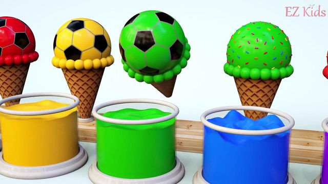 Learn Colors with Ice Cream Soccer Balls for Kids Elephant Eats Ice Cream