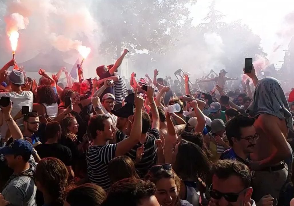 Slow-Motion Footage Captures France Fans Celebrate After World Cup Win