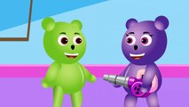 Mega gummy bear blowing colors balloons | Finger Family Song