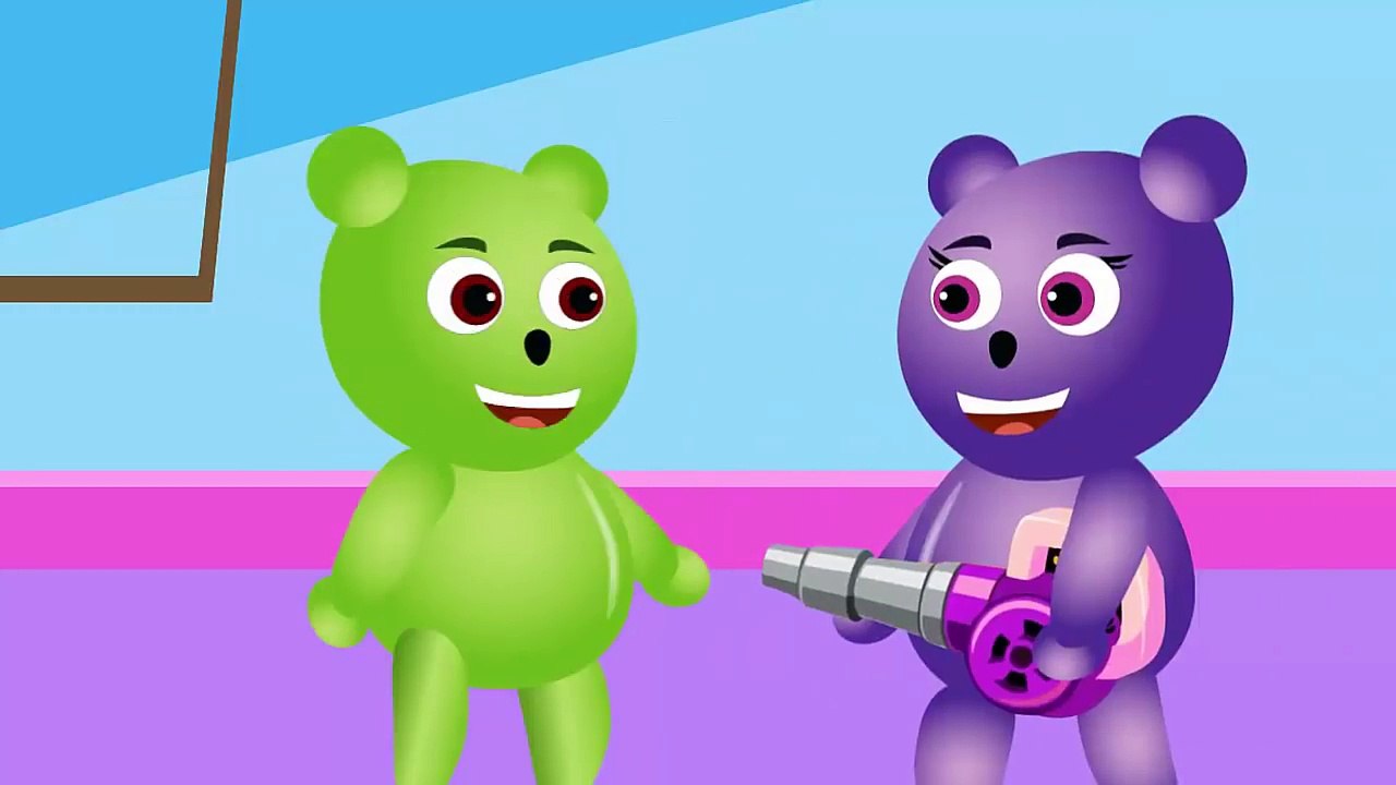 Mega gummy bear blowing colors balloons | Finger Family Song