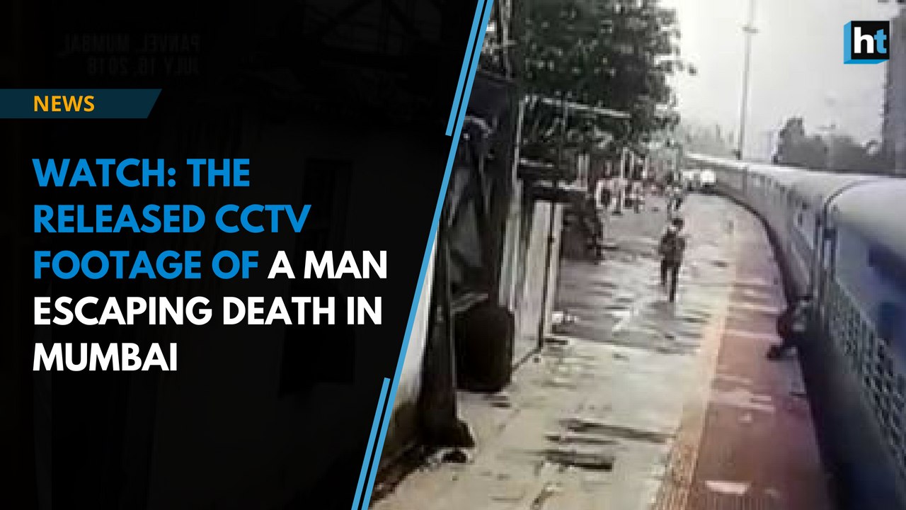 CCTV: Man dangling from moving train saved in Mumbai
