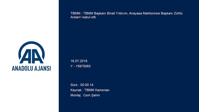 TBMM Başkanı Yıldırım, Anayasa Mahkemesi Başkanı Arslan'ı kabul etti - TBMM