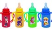 Learn Colors Kinetic Sand Baby Milk Bottle VS Paw Patrol Sticker Surprise Toys How To Make