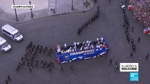 French National team arrives at the Champs-Élysées