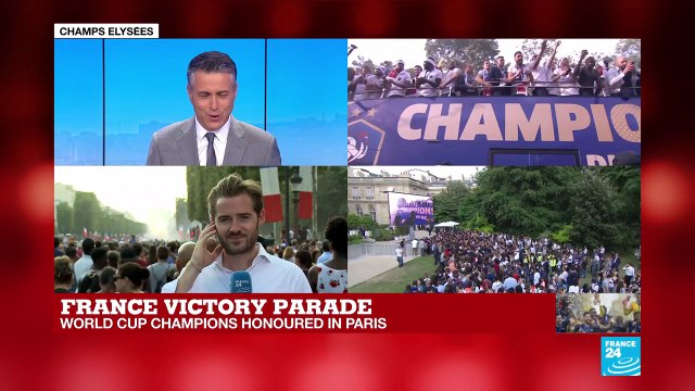 French players make their way through the Champs-Élysées