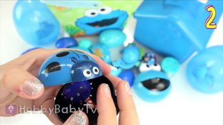 Disney Sadness Surprise Eggs! Learn Color BLUE Cookie Monster Lesson 5 HobbyBabyTV