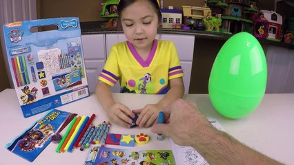 Fun Paw Patrol Coloring Set and Giant Surprise Toy Egg Opening | Creativity for Kids