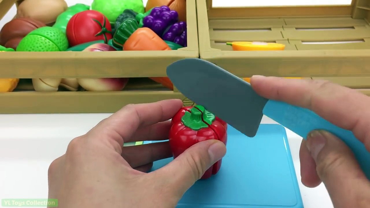 Learn Names of Fruit and Vegetables Velcro Cutting Toys Education Videos for Children Lear