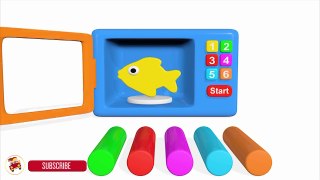 Learn Colors With Microwave Play Doh Fish Mold for Children