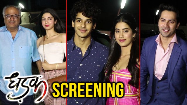 Sonam Kapoor, Khushi Kapoor, Varun Dhawan At Janhvi Kapoor-Ishaan Khatter's Dhadak Screening