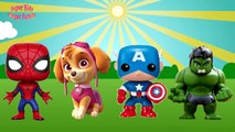 Learn Colors Spiderman Captain America Hulk Paw Patrol Skye Bathing Fun Colors for kids