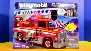 Playmobil Fire Truck Saves Imaginext Batman Burnt Batcopter DC Superheroes Toys