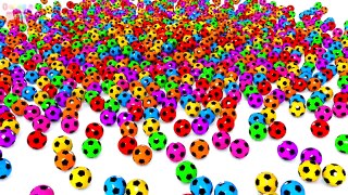 Learn Colors For Kids With A Lot of 3D Soccer Balls Elephant Animals Spiral For Toddlers #