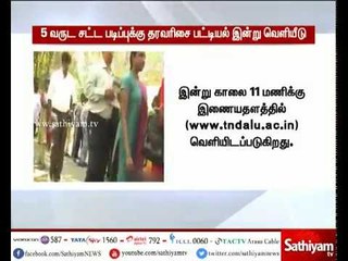 Ranking list for 5 years legal study Release today