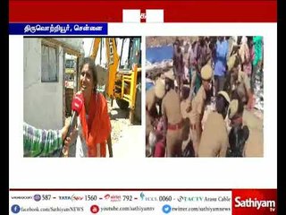 திருவொற்றியூரில் மீனவ குடியிருப்புகள் அகற்றம் - மீனவ மக்கள் கடலில் இறங்கி போராட்டம்