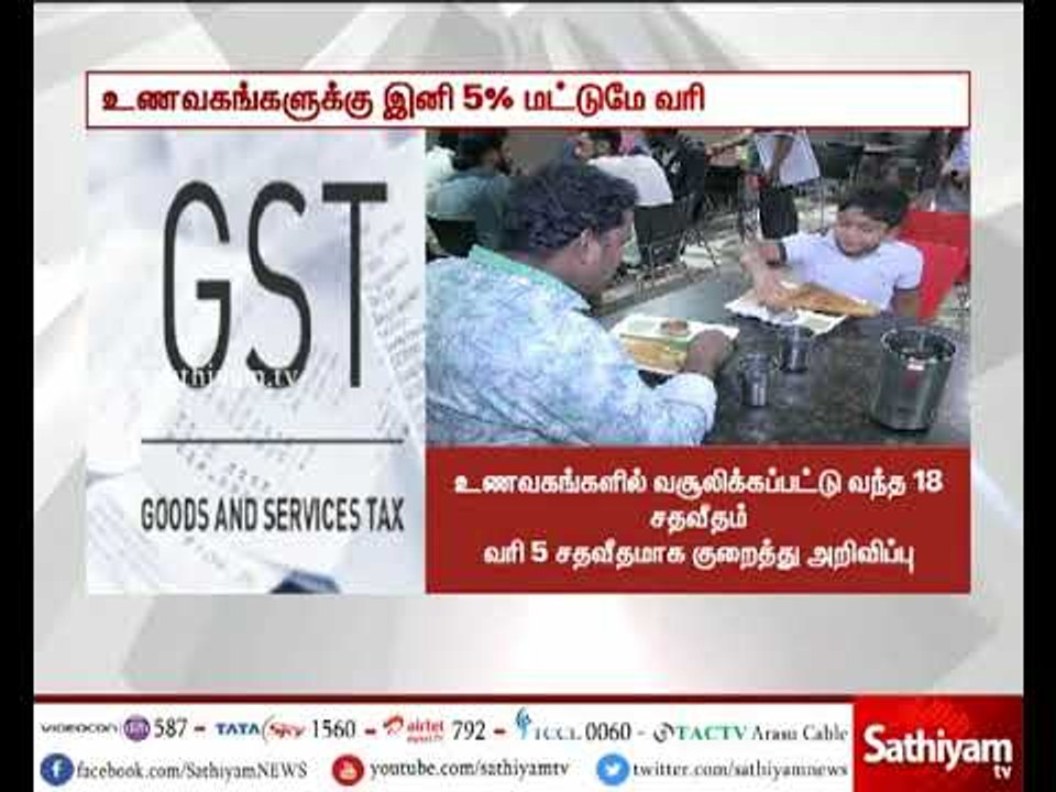 ரெஸ்டாரண்டுகள் மீதான ஜிஎஸ்டி வரி 5 சதவீதமாக அதிரடி குறைப்பு: அருண் ஜெட்லி