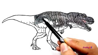 How to Draw Dinosaur from Jurassic World for Children & Dinosaur Drawing and Coloring Page for Kids