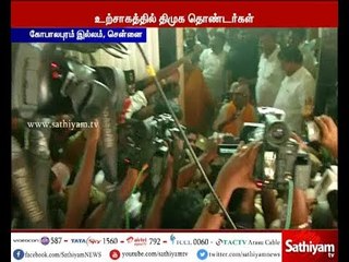 திமுக தலைவர் கருணாநிதியை, கனிமொழி மற்றும் ஆ.ராசா சந்தித்து வாழ்த்து பெற்றனர்