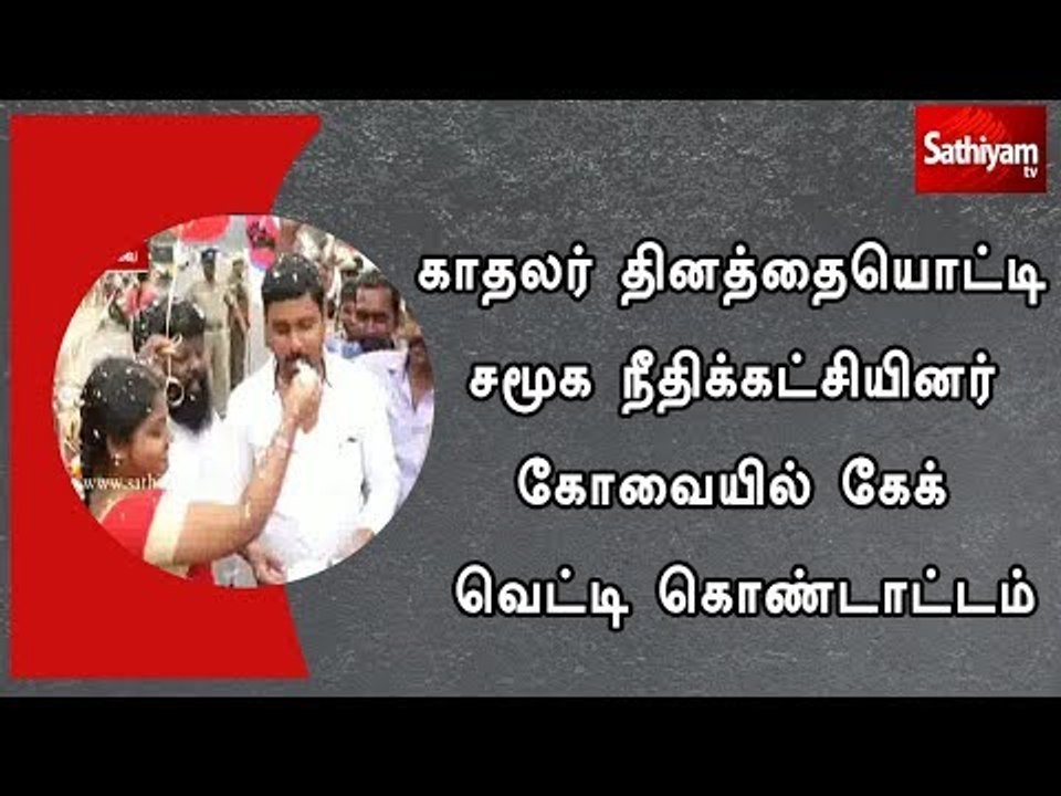 காதலர் தினத்தையொட்டி சமூக நீதிக்கட்சியினர் கோவையில் கேக் வெட்டி கொண்டாட்டம்