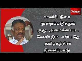 காவிரி நீரை முறைப்படுத்தும் குழு அமைக்கப்பட வேண்டும் என்பதே தமிழகத்தின் நிலைப்பாடு - பன்னீர்செல்வம்