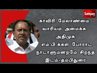 காவிரி மேலாண்மை வாரியம் அமைக்க அதிமுக எம்.பி.க்கள் போராட நாடாளுமன்றமே சிறந்த இடம்-தம்பிதுரை