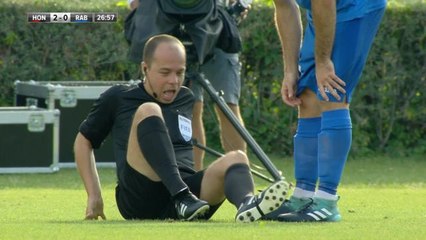 Referee stretchered off in Europa League qualifier
