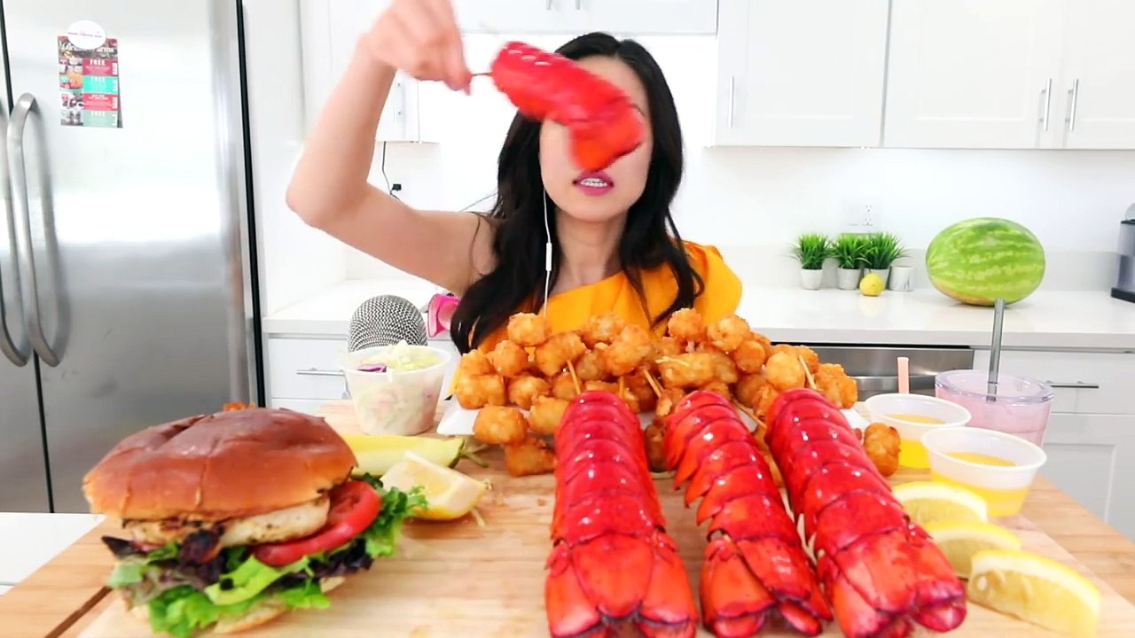 Fried LOBSTER TAILS MUKBANG | Eating Show