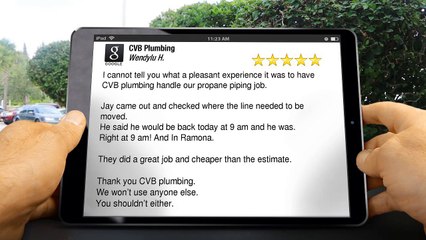 CVB Plumbing Poway Impressive Five Star Review by Wendylu Hartline