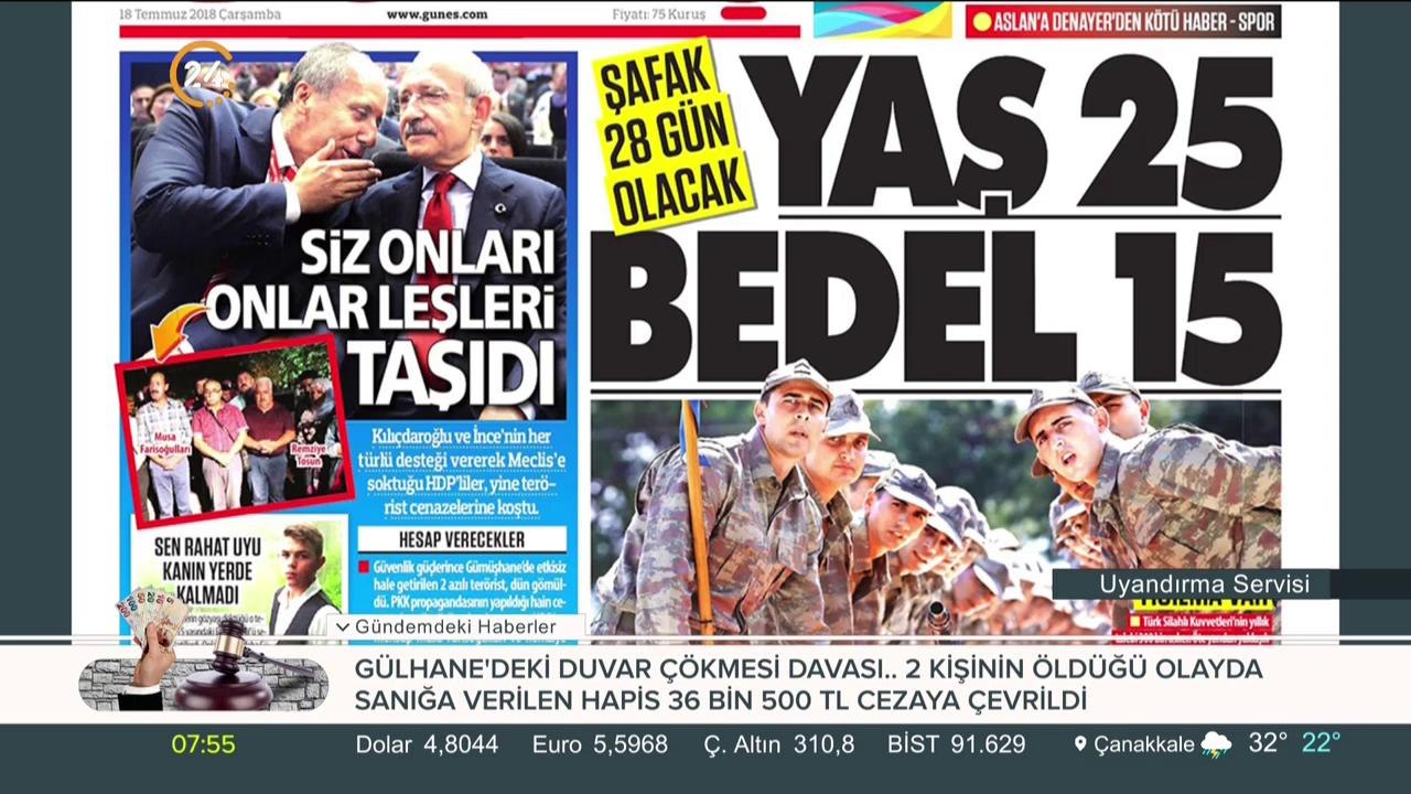 "Yaş 25, Bedel 15, Şafak 28 Gün Olacak" #GününManşeti Güneş