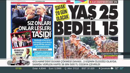 "Yaş 25, Bedel 15, Şafak 28 Gün Olacak" #GününManşeti Güneş