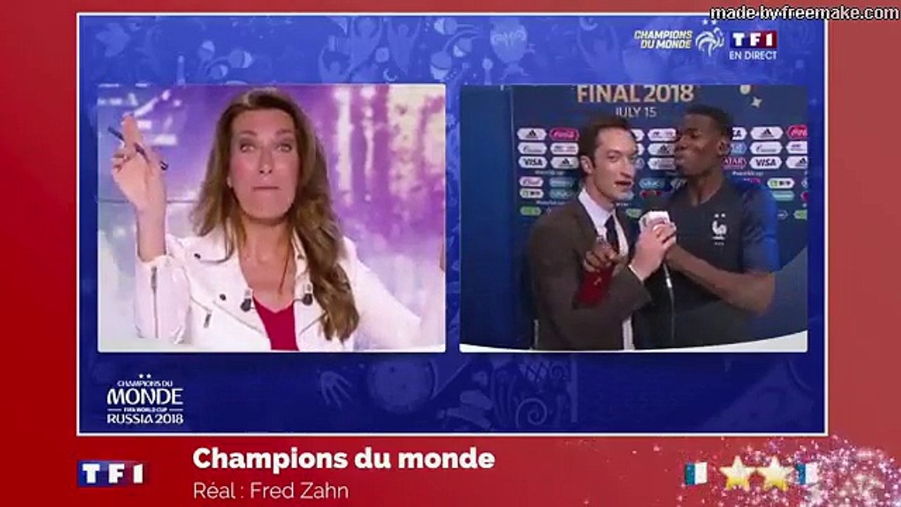 Grosse bourde de Paul Pogba face à Anne-Claire Coudray - ZAPPING DES BLEUS DU 16 07 2018